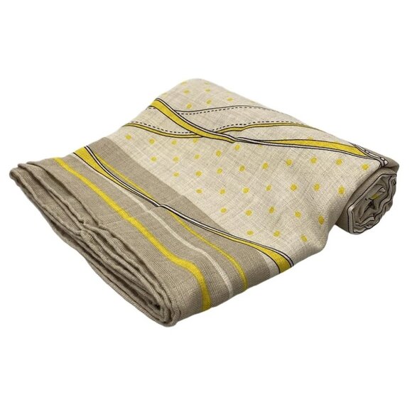 HERMES Carrejean/Shawl Carre 140 Beige Yellow Multi Cashmere Silk Scarf - Picture 1 of 6
